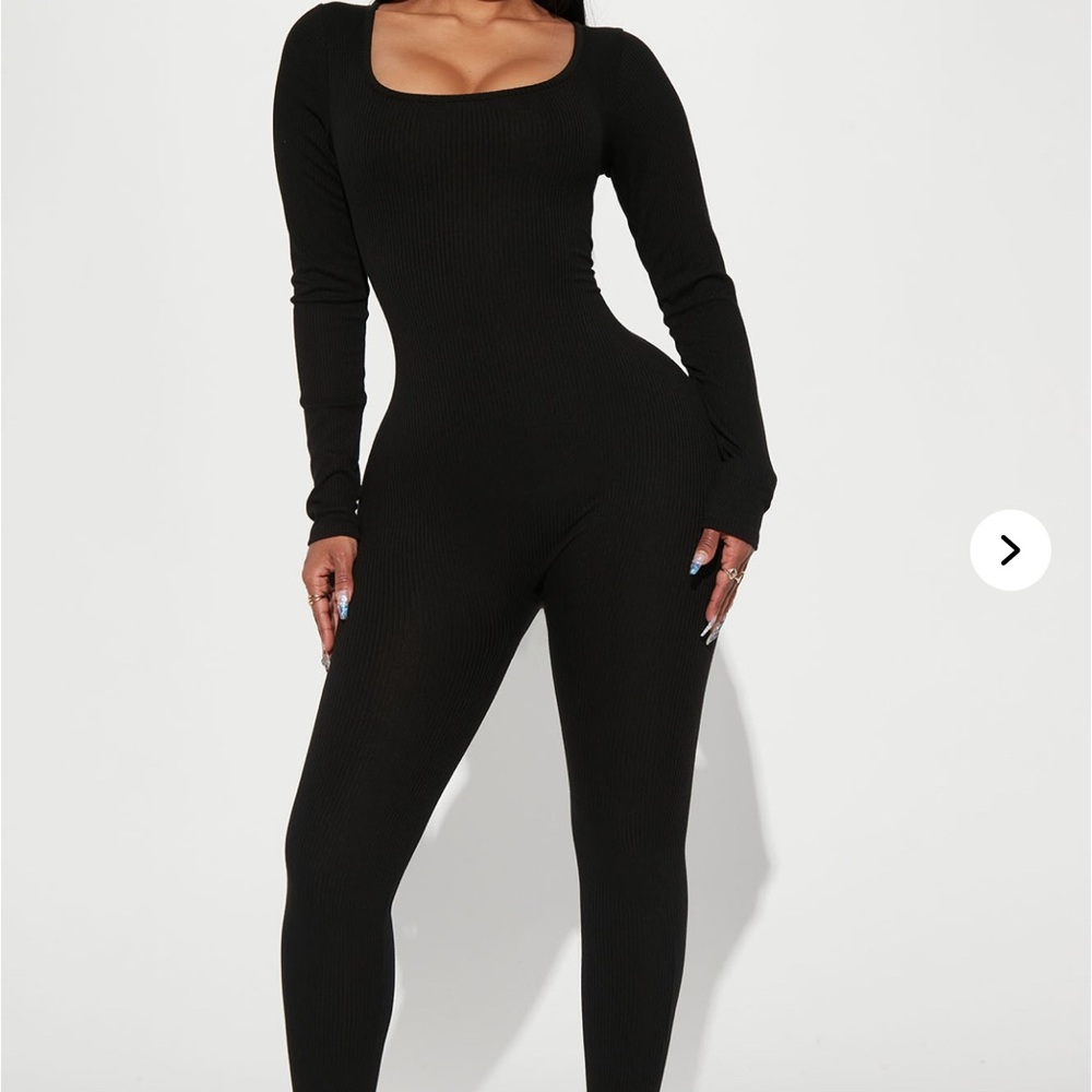 Fashion Nova Black Bodycon Jumpsuit with Square Neckline